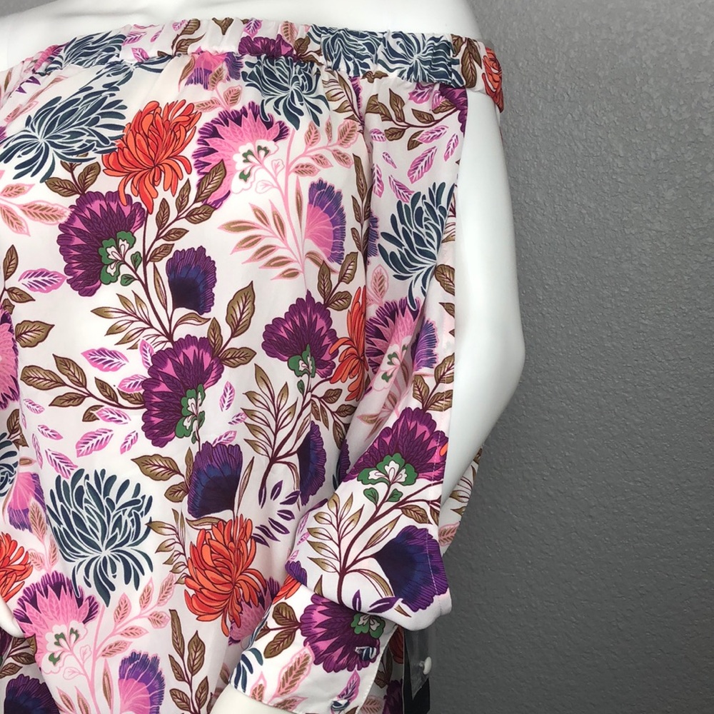 INC Floral Off Shoulder Open Sleeve Top Small & 3X - Picture 4 of 5